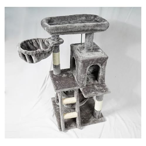 5-Piece Grey Cat Tree Set with Scratcher & Knot Toy