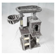 5-Piece Grey Cat Tree Set with Scratcher & Knot Toy