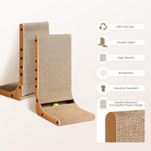 L-Shaped Cardboard Cat Scratcher Pad with Ball Toy