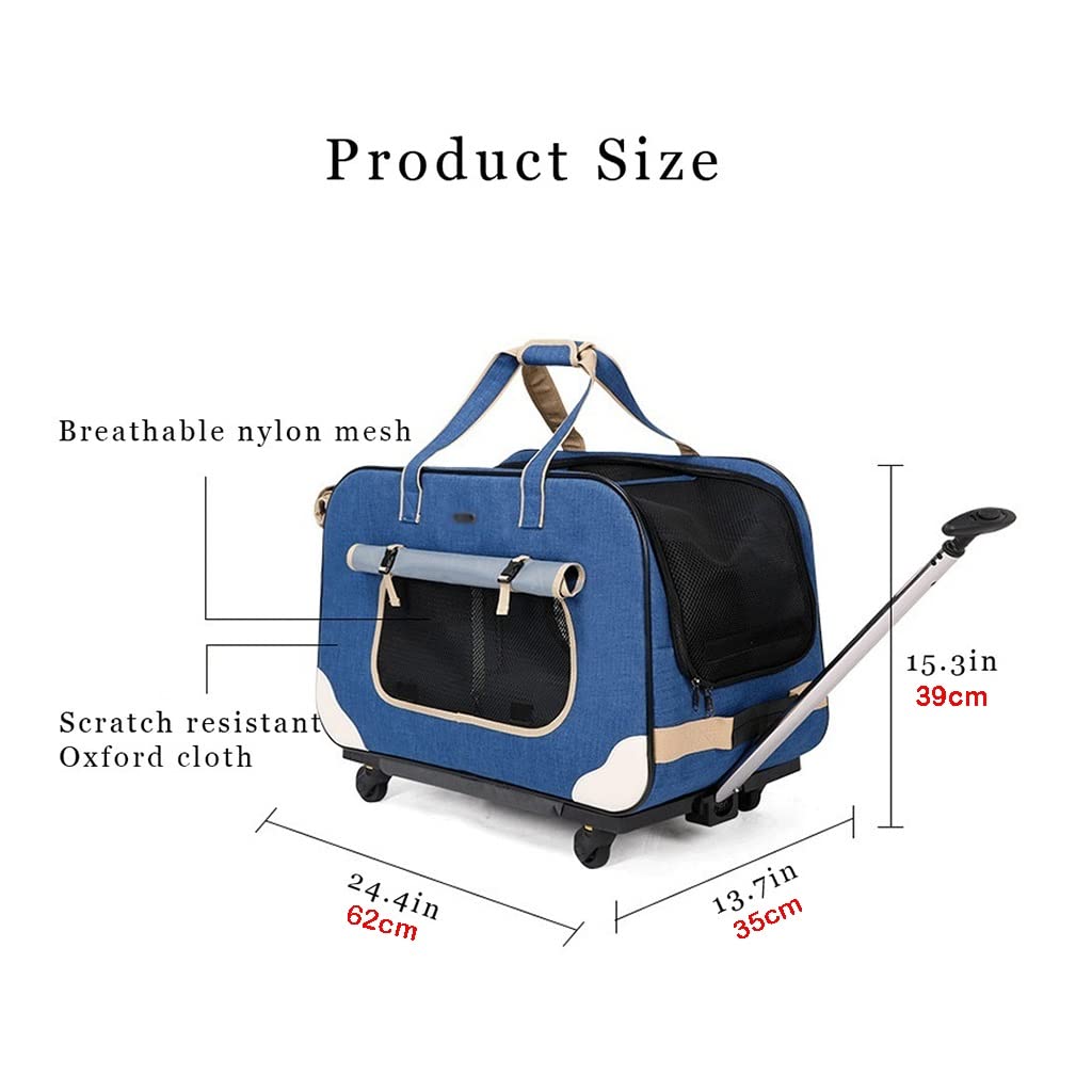 Soft-Sided Pet Travel Carrier with Removable Wheels