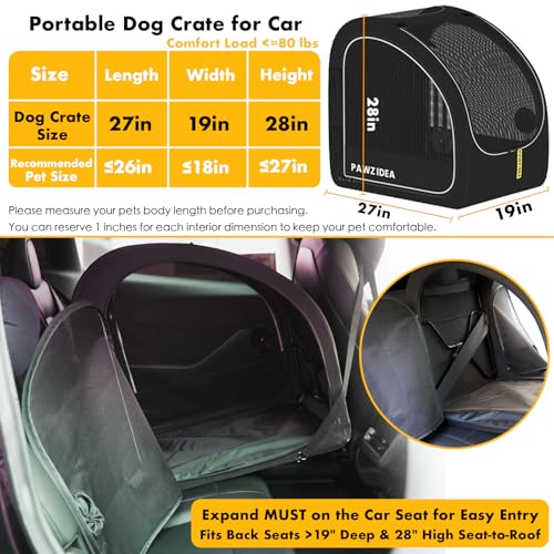 Collapsible Soft-Sided Dog Travel Crate for Cars