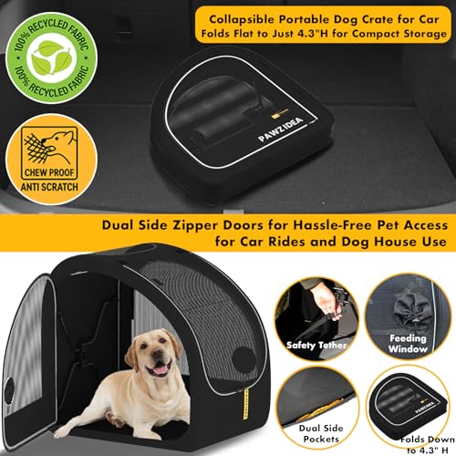 Collapsible Soft-Sided Dog Travel Crate for Cars