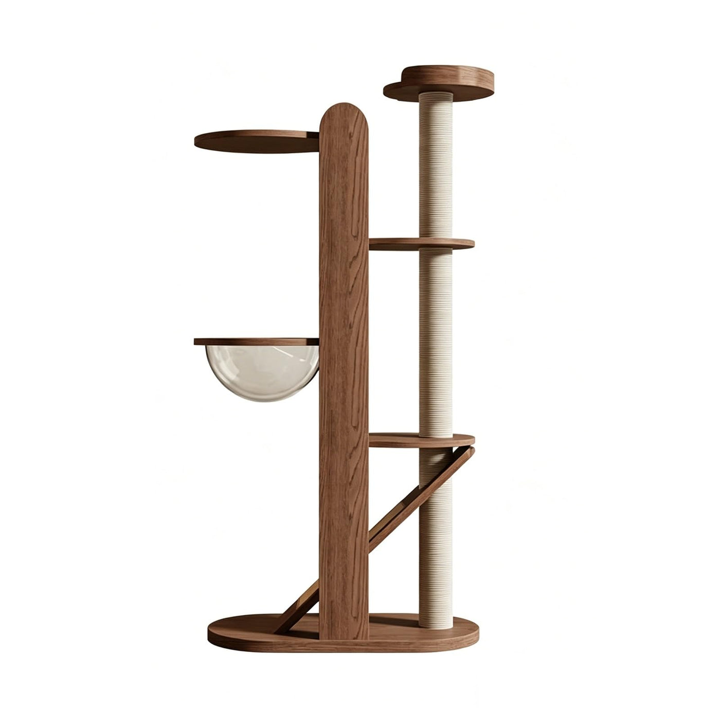 Minimalist Tall Cat Tree with Space Capsule Bed