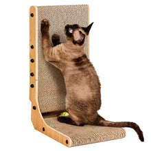 L-Shaped Cardboard Cat Scratcher Pad with Ball Toy