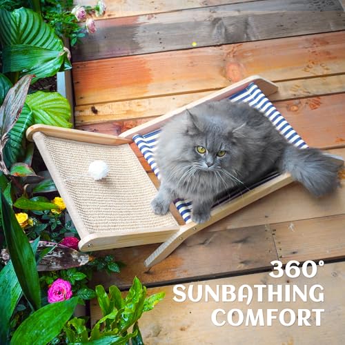 Beach Chair Cat Hammock with Sisal Scratcher & Toy Ball