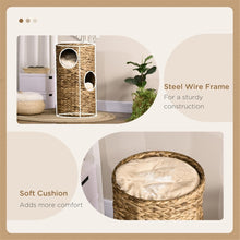 4-Level Water Hyacinth Cat Tree with 3 Hideaway Beds