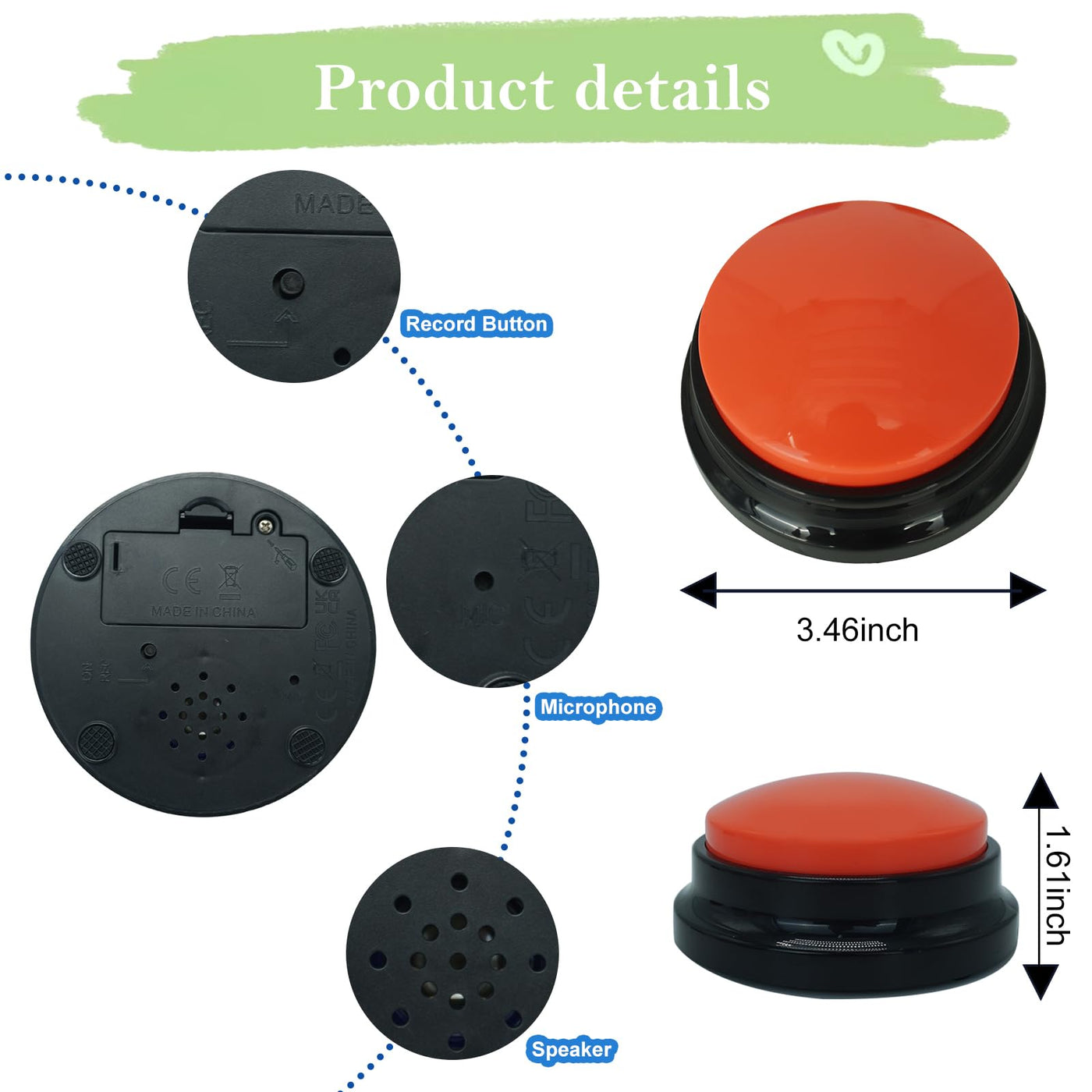 4-Piece Recordable Dog Communication Button Set