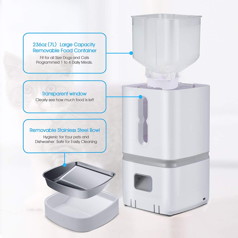7L Programmable Pet Feeder with Stainless Steel Tray