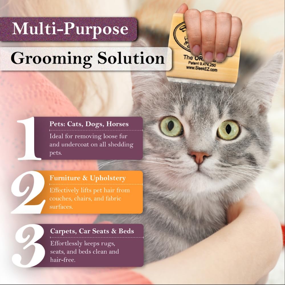 Pet Hair Removal Brush for Dogs, Cats & Horses