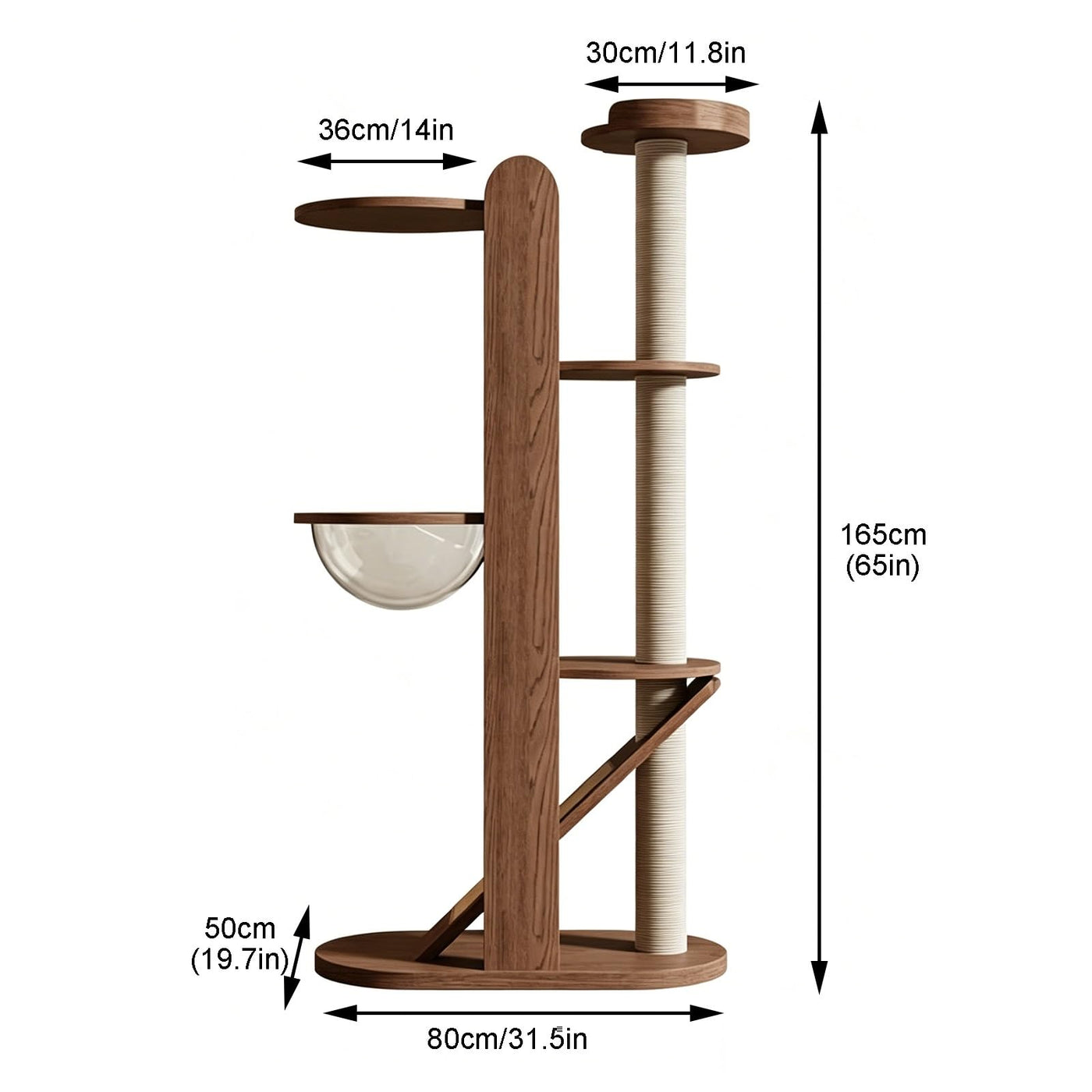 Minimalist Tall Cat Tree with Space Capsule Bed