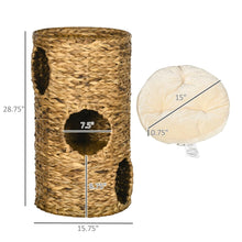 4-Level Water Hyacinth Cat Tree with 3 Hideaway Beds