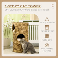 4-Level Water Hyacinth Cat Tree with 3 Hideaway Beds
