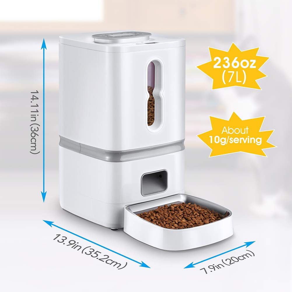 7L Programmable Pet Feeder with Stainless Steel Tray