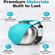 2-in-1 Stainless Steel Dog Water Bottle with Bowl