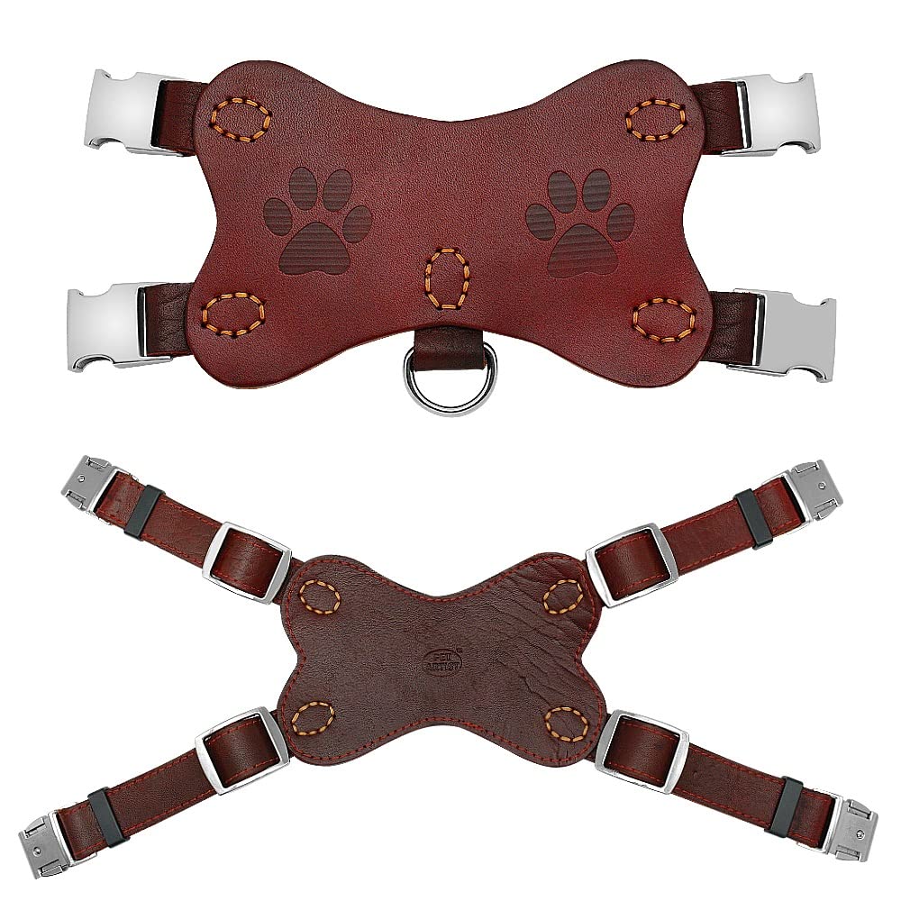 Genuine Leather Dog Harness Vest for Large Dogs