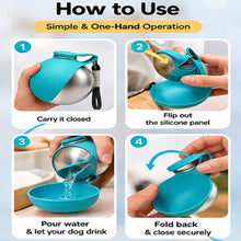2-in-1 Stainless Steel Dog Water Bottle with Bowl