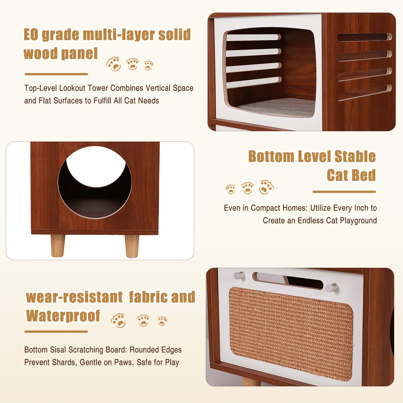 Retro TV-Style 2-Tier Cat Activity Center with Scratcher