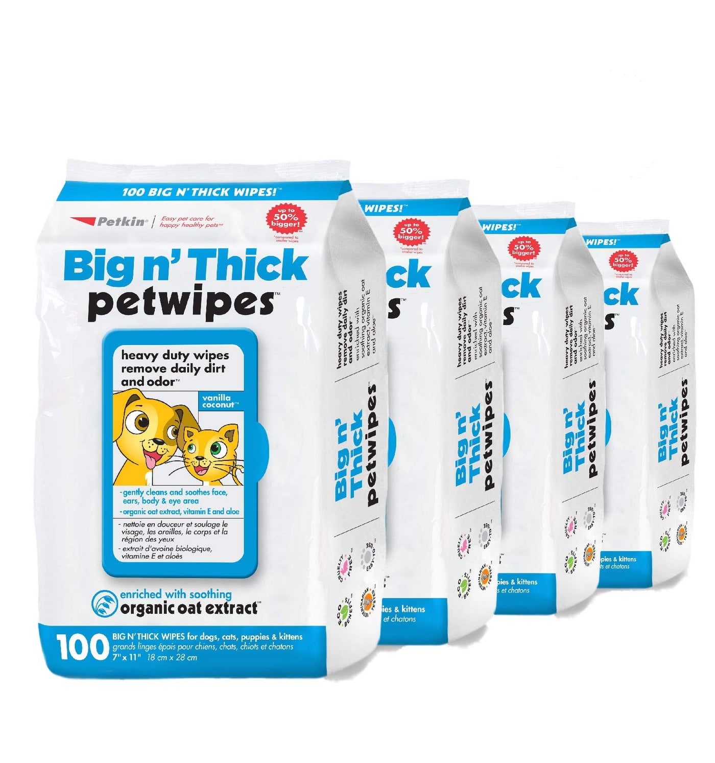 Big N’ Thick Pet Wipes for Dogs & Cats, 100 Count