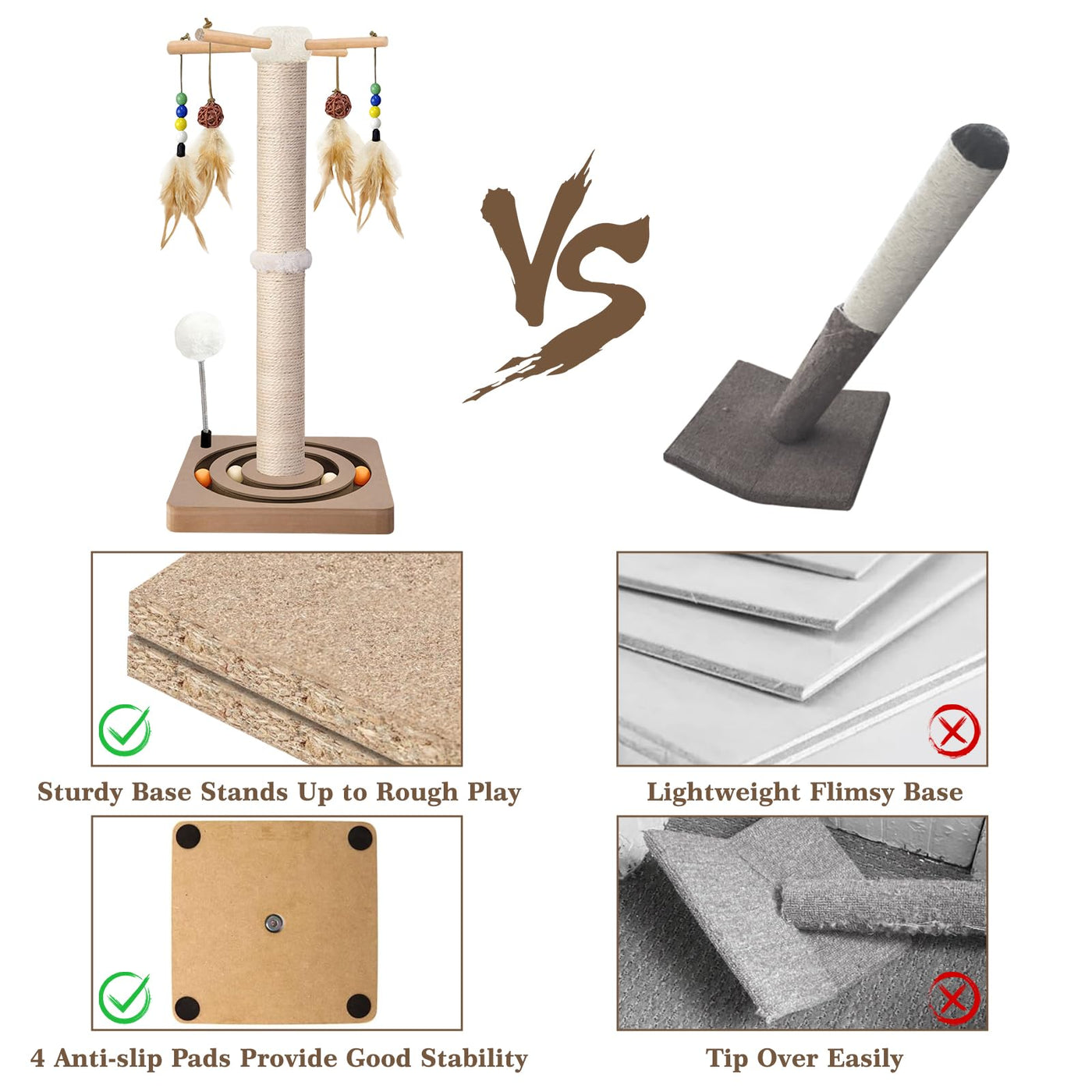 25-Inch Sisal Cat Scratching Post with Ball Track Toy
