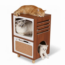 Retro TV-Style 2-Tier Cat Activity Center with Scratcher