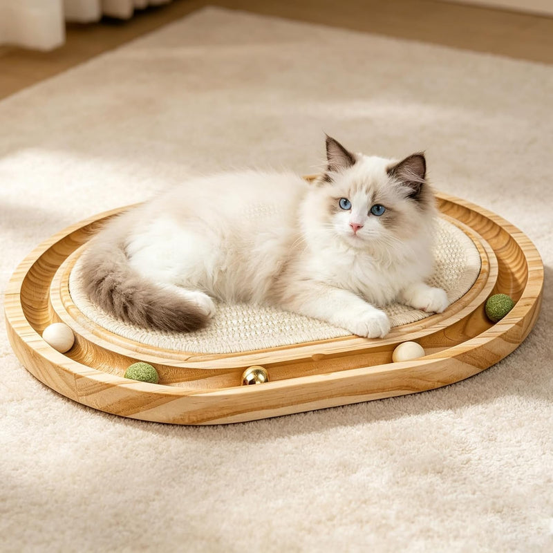 Natural Sisal Cat Scratcher Toy with Ball Track