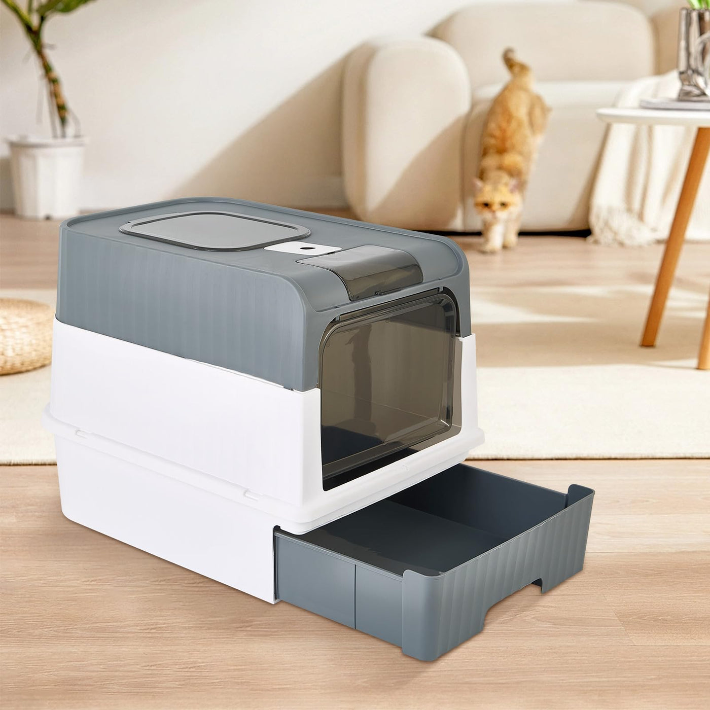 Cat Litter Box Set with Matching Non-Slip Litter Mat