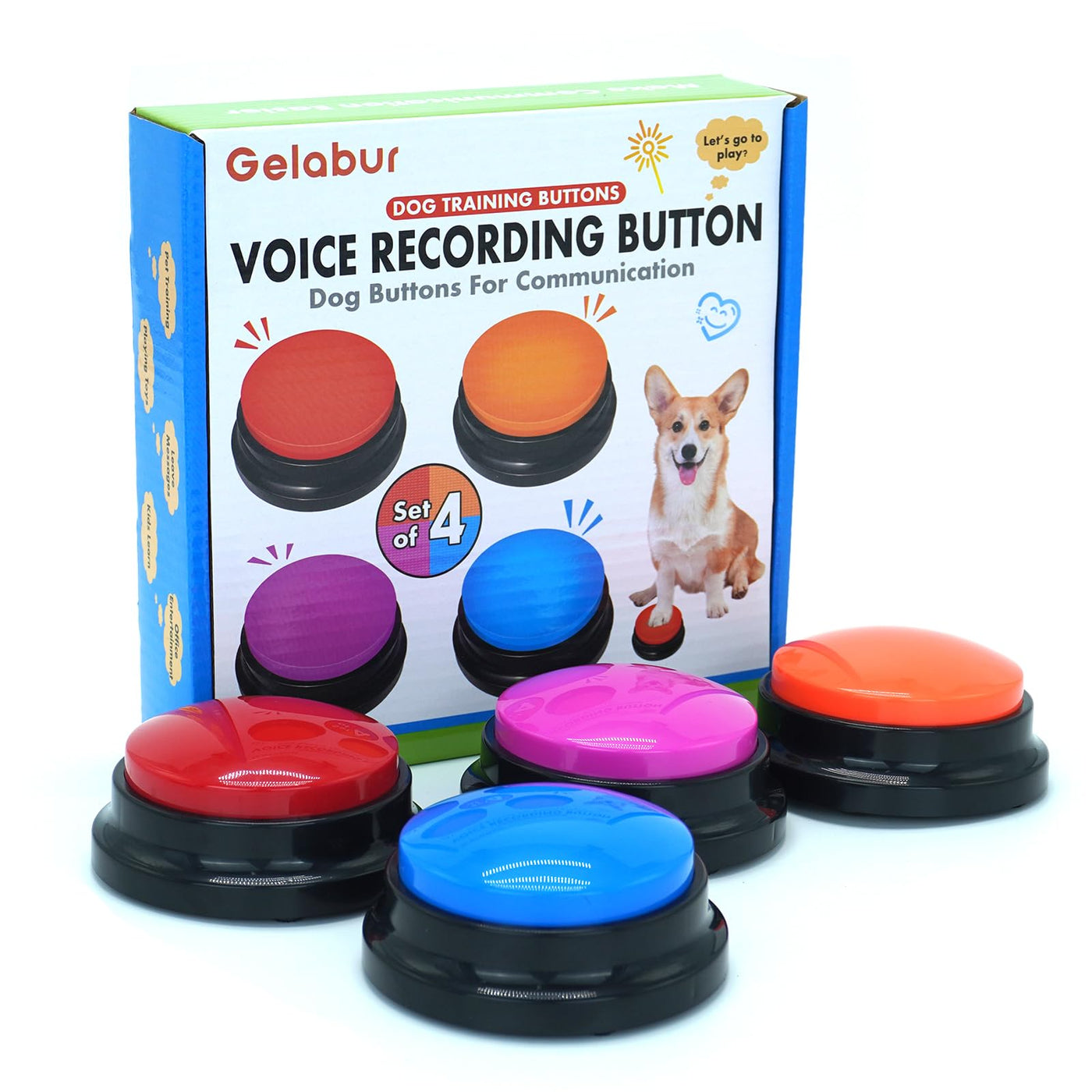 4-Piece Recordable Dog Communication Button Set