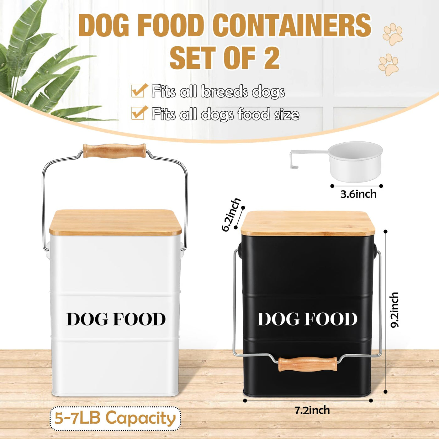 Airtight Metal Dog Food Storage Containers with Scoops