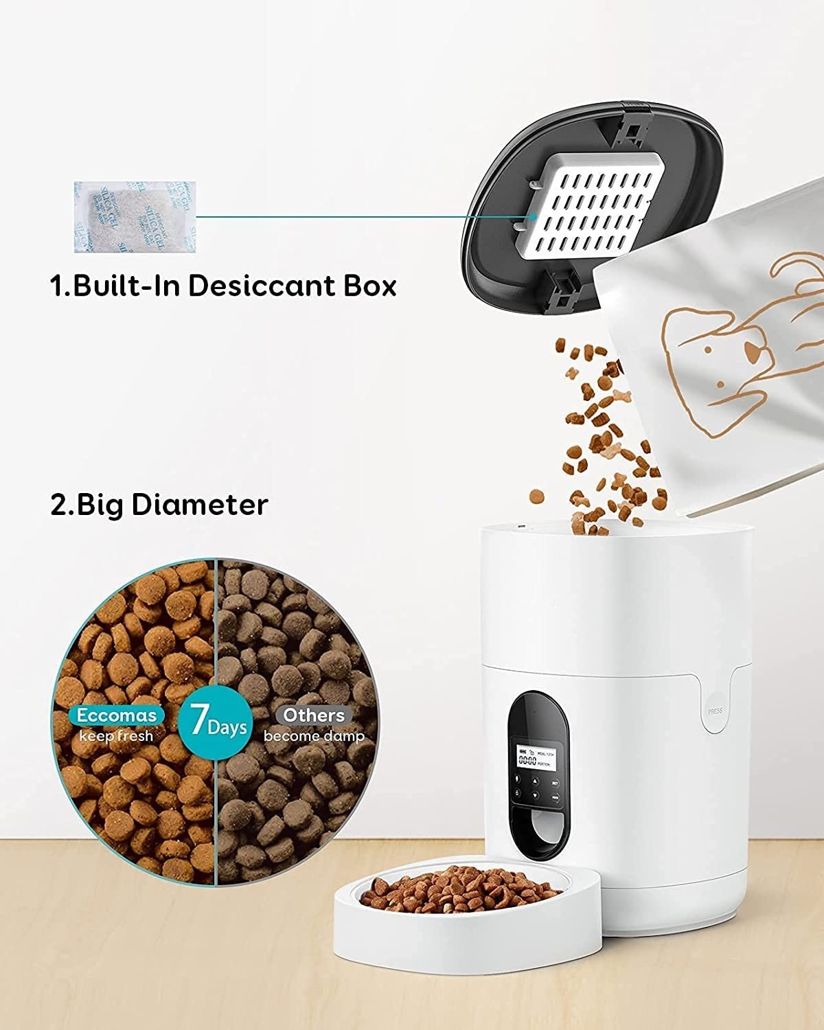 2-in-1 Pet Feeder & Stainless Steel Water Fountain