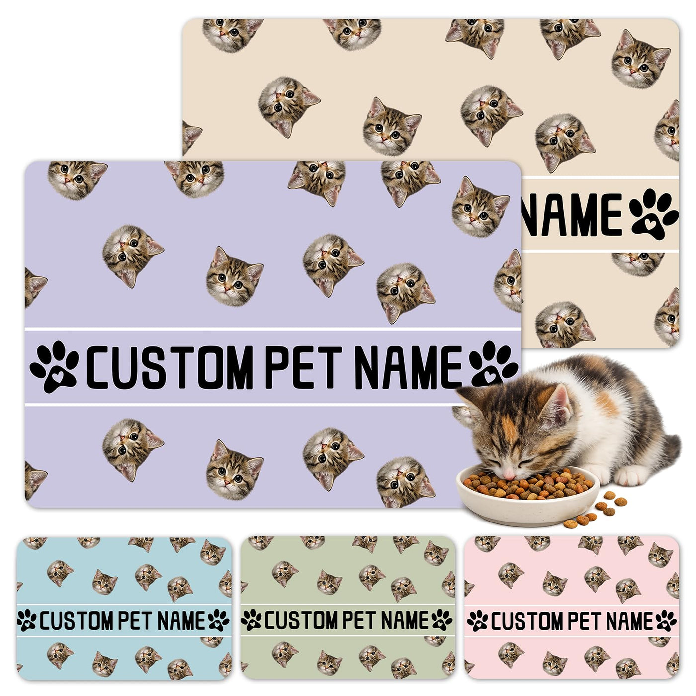 Personalized Quick-Dry Pet Feeding Mat with Photo & Name