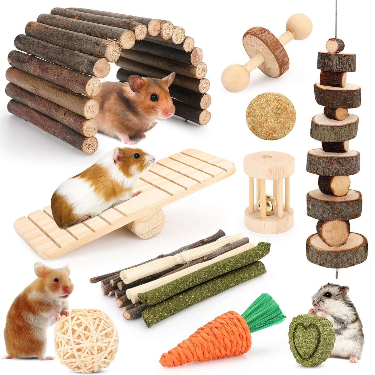 Small Animal Chew Toy Set with Wheel & Hideout