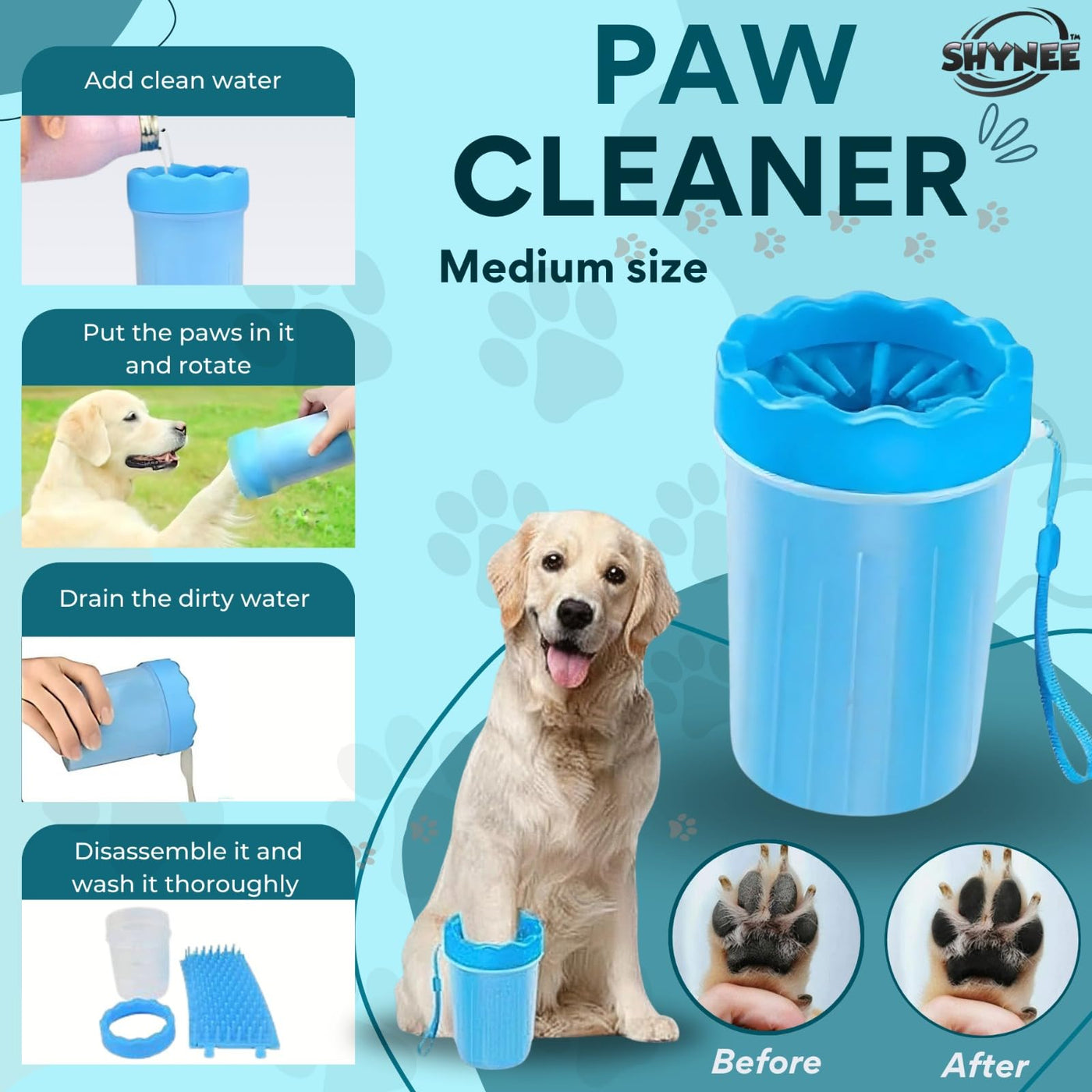 8-Piece Dog & Cat Bath Grooming Kit with Paw Cleaner