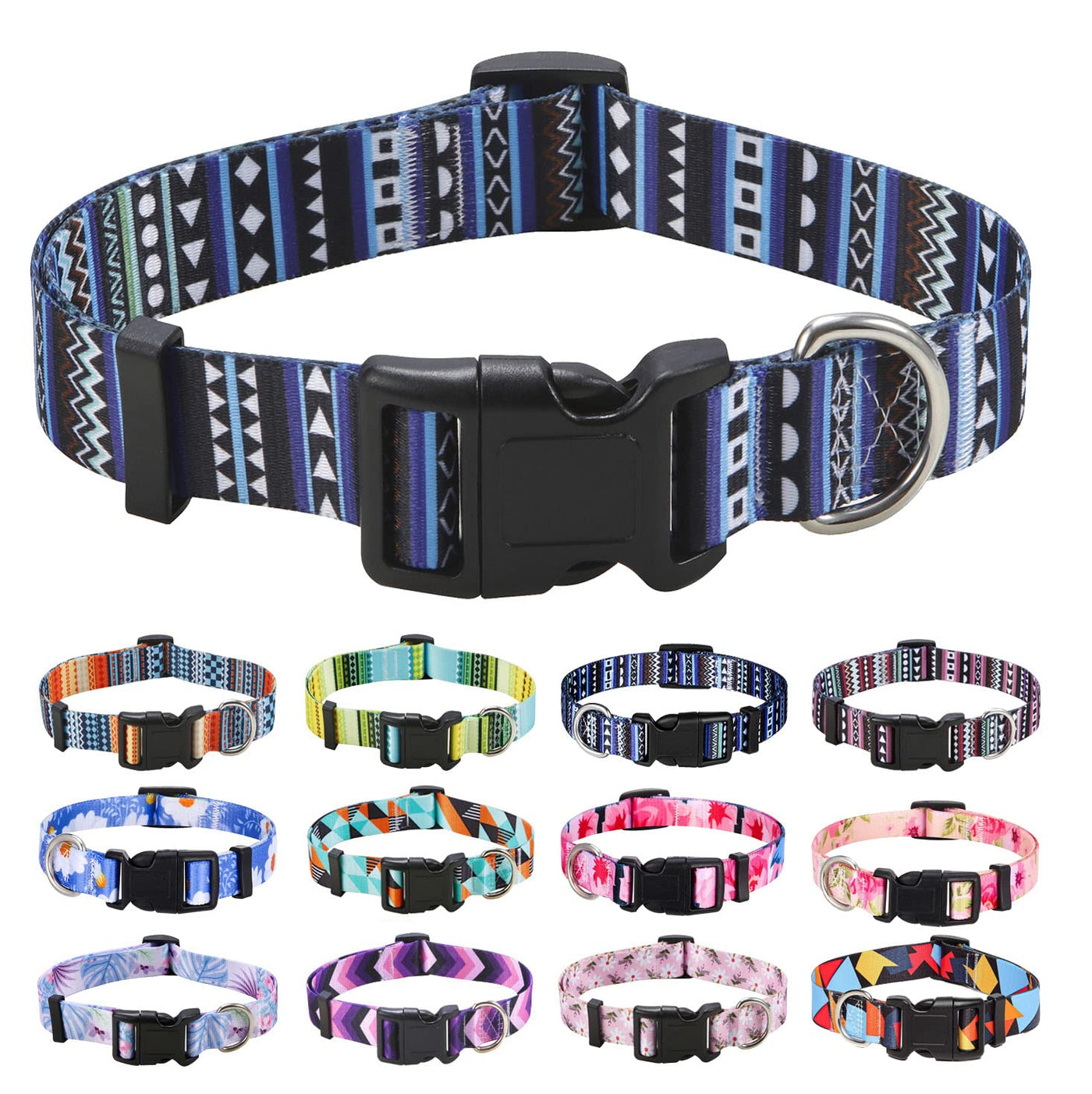 Bohemian Floral Adjustable Dog Collar for All Sizes