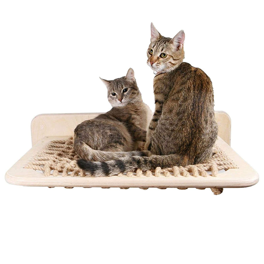 Wall-Mounted Rattan Cat Hammock Shelf & Lounge Bed