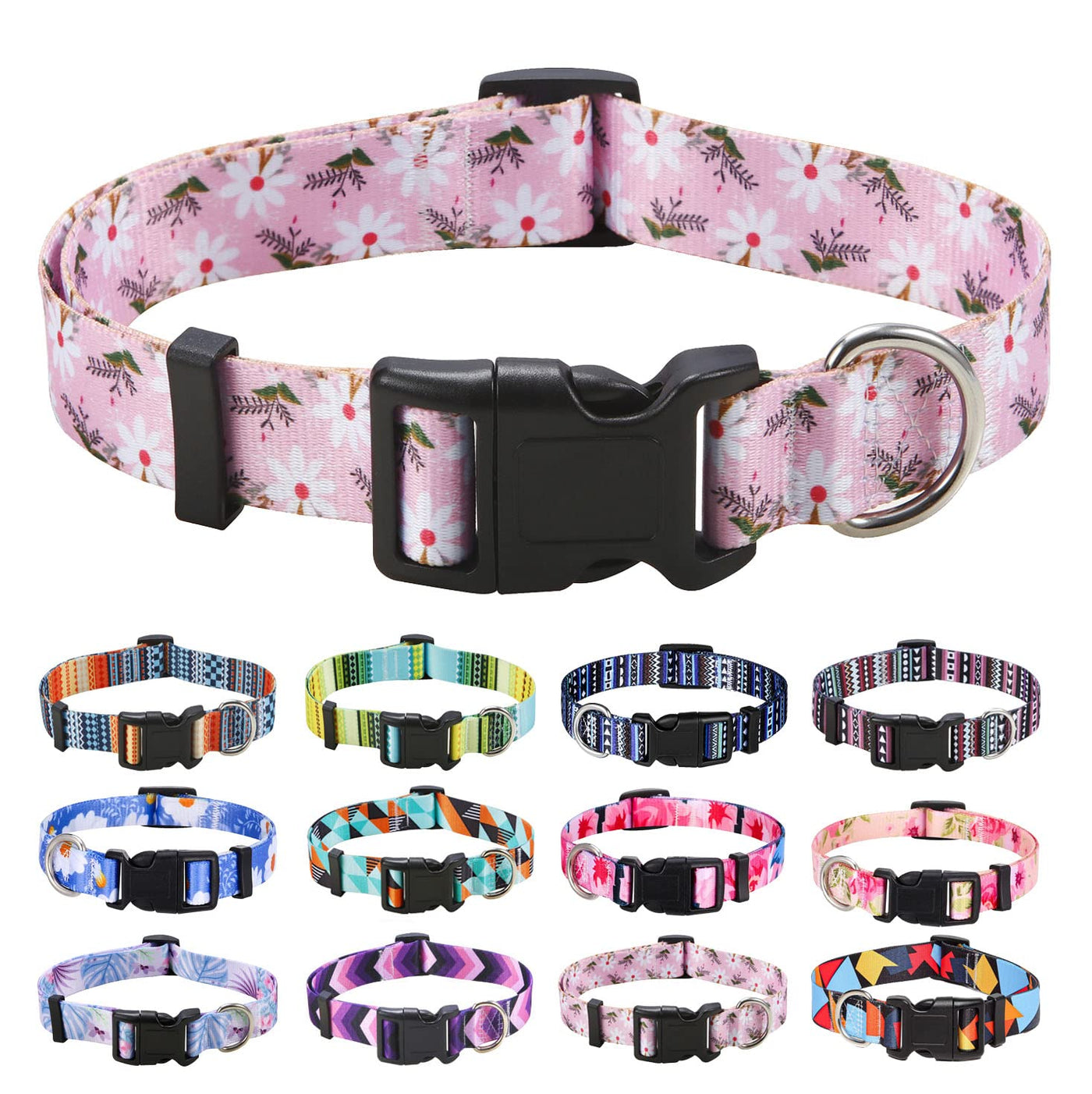 Bohemian Floral Adjustable Dog Collar for All Sizes
