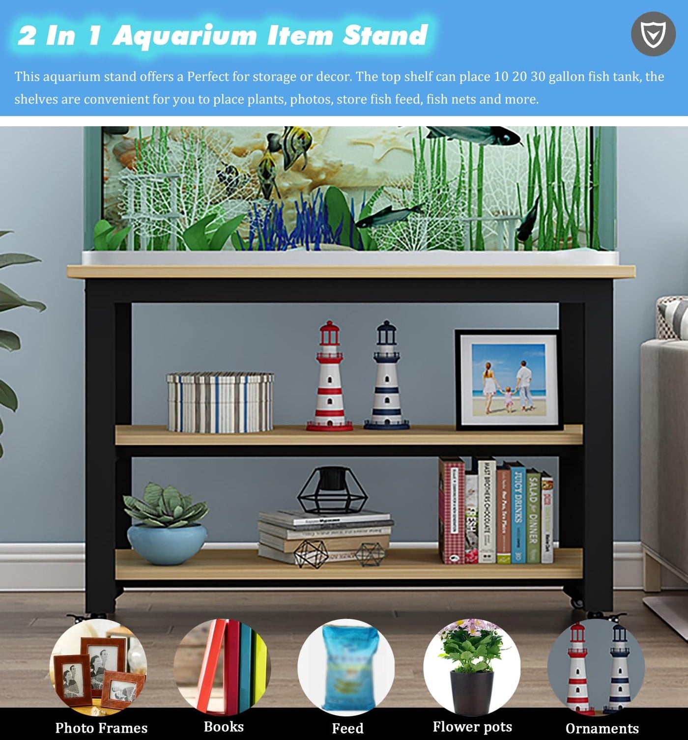 Heavy-Duty Rolling Aquarium & Reptile Tank Stand