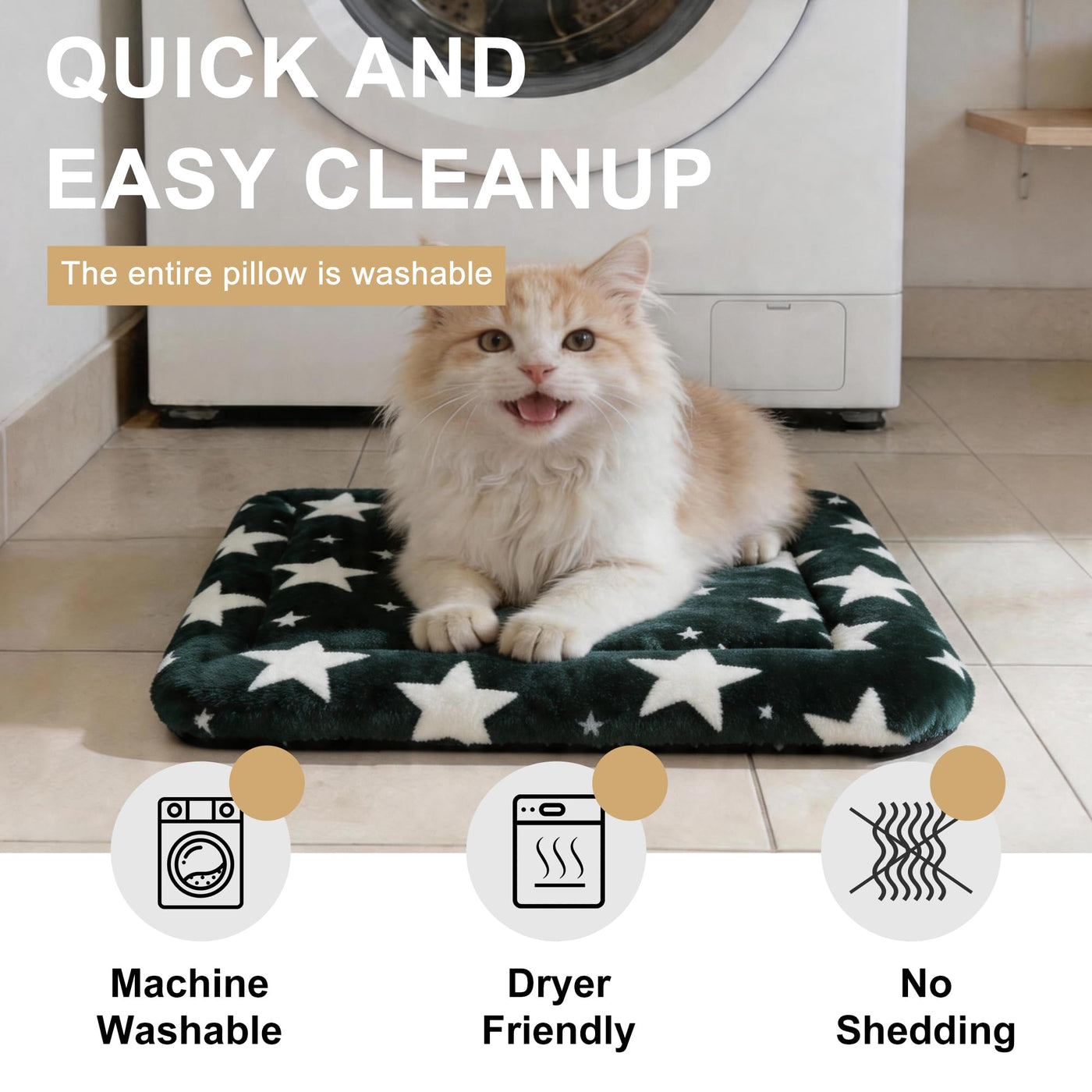 Washable Reversible Dog Crate Bed with Non-Slip Pad