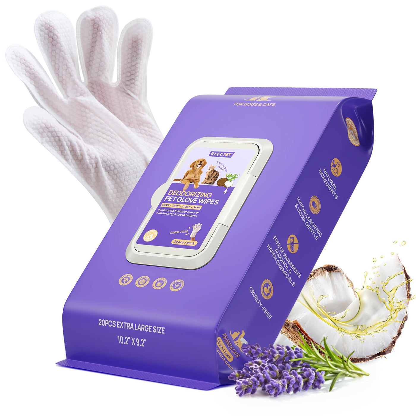 Deodorizing Grooming Glove Wipes for Dogs & Cats