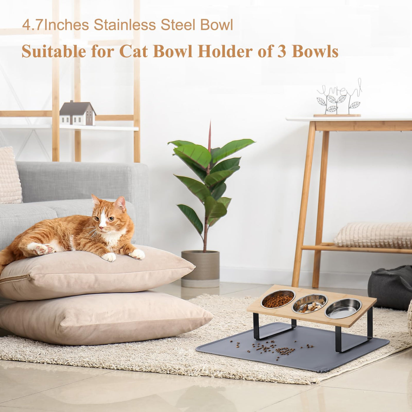 Upgraded Elevated Cat Bowls with Non-Slip Feeding Mat