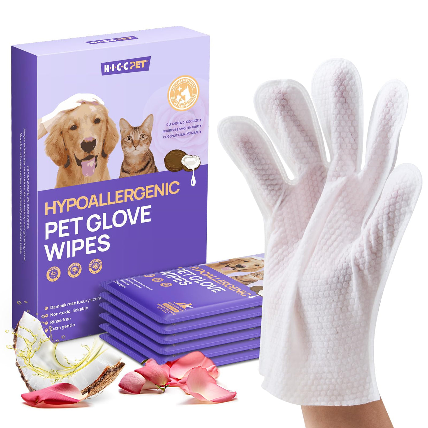 Deodorizing Grooming Glove Wipes for Dogs & Cats