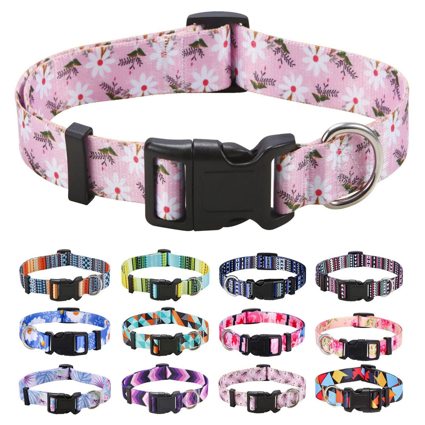 Bohemian Floral Adjustable Dog Collar for All Sizes