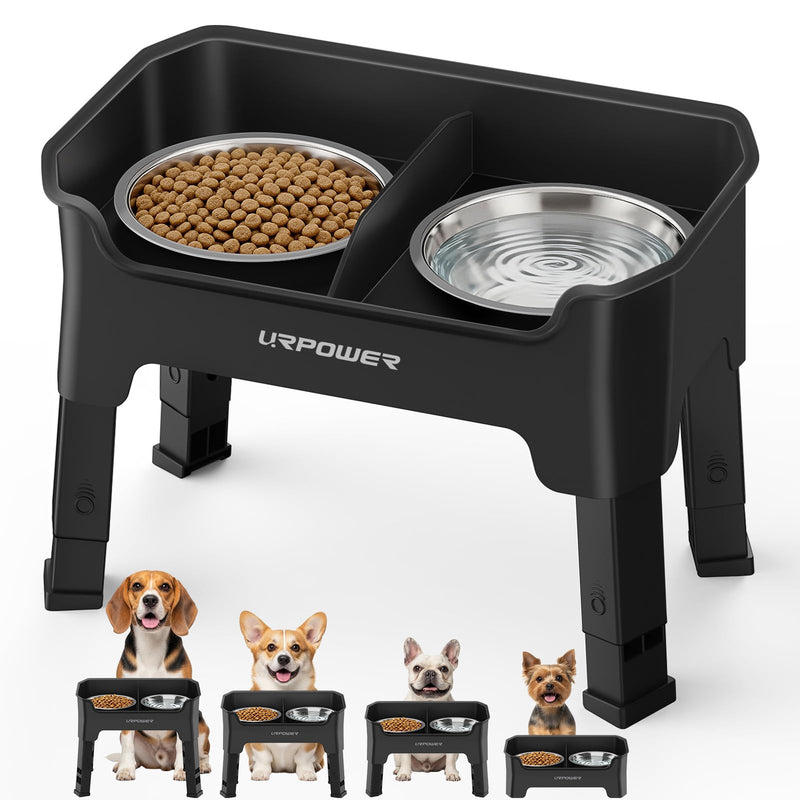 3-in-1 Adjustable Elevated Dog Bowl Stand with Lick Plate