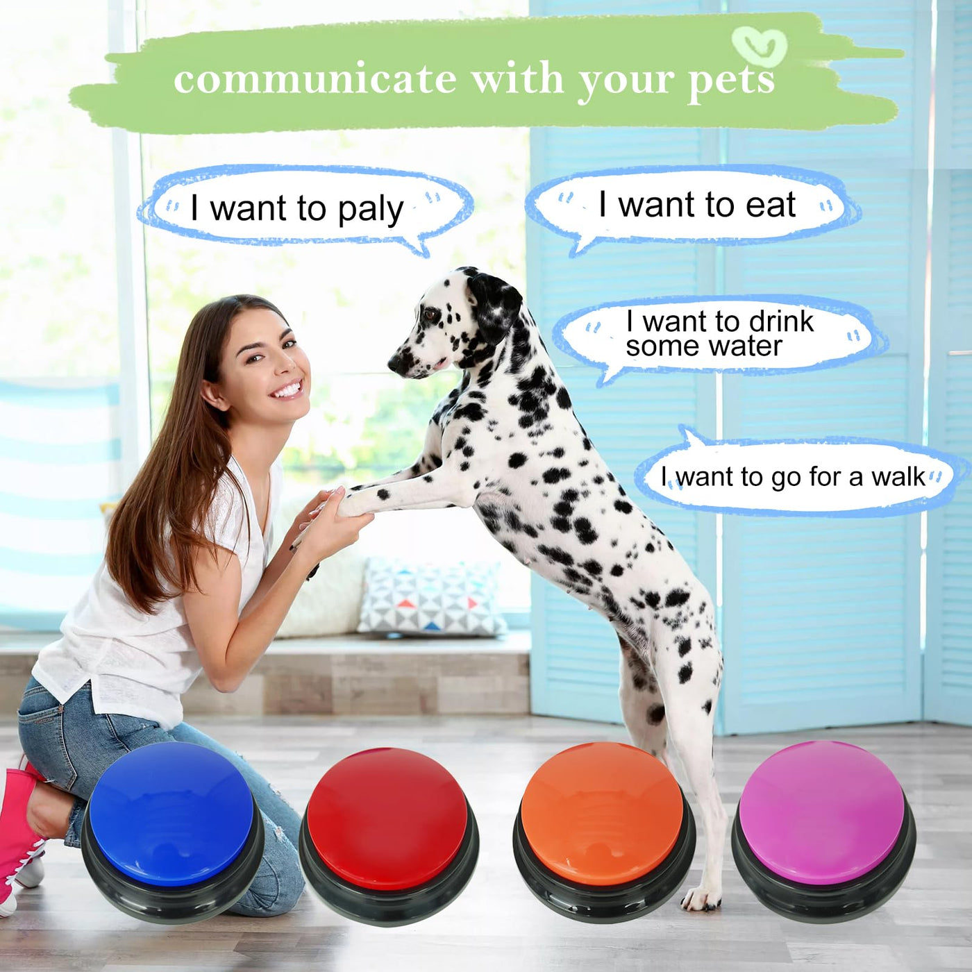 4-Piece Recordable Dog Communication Button Set