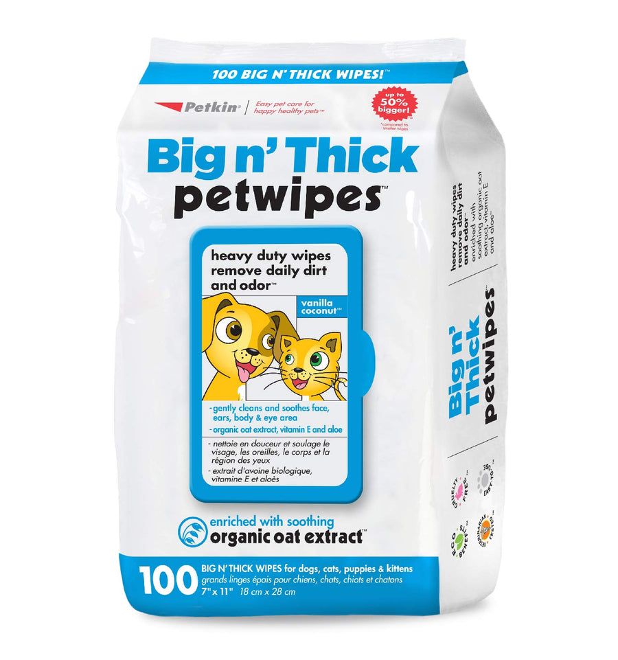 Big N’ Thick Pet Wipes for Dogs & Cats, 100 Count