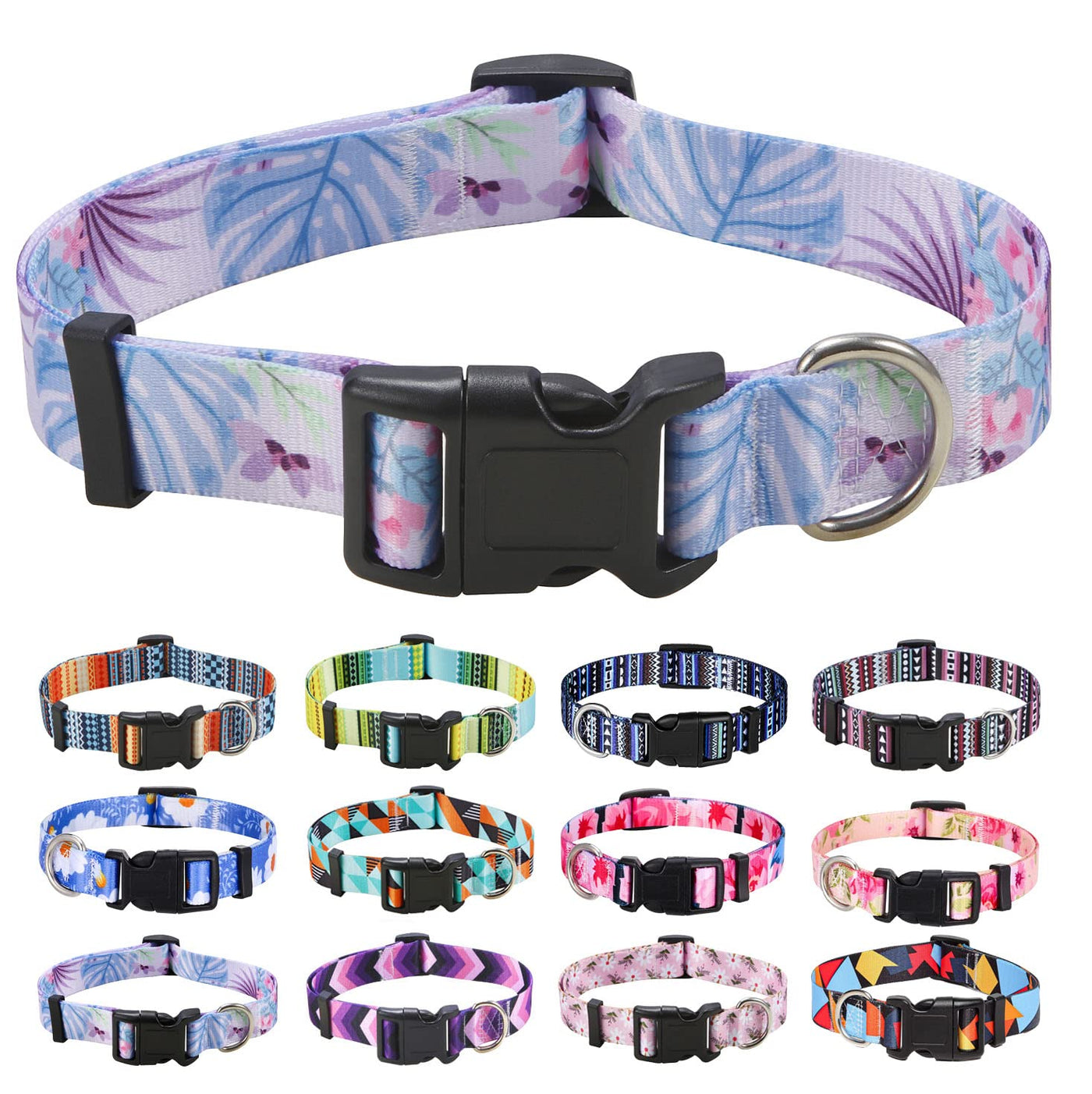 Bohemian Floral Adjustable Dog Collar for All Sizes