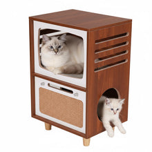 Retro TV-Style 2-Tier Cat Activity Center with Scratcher
