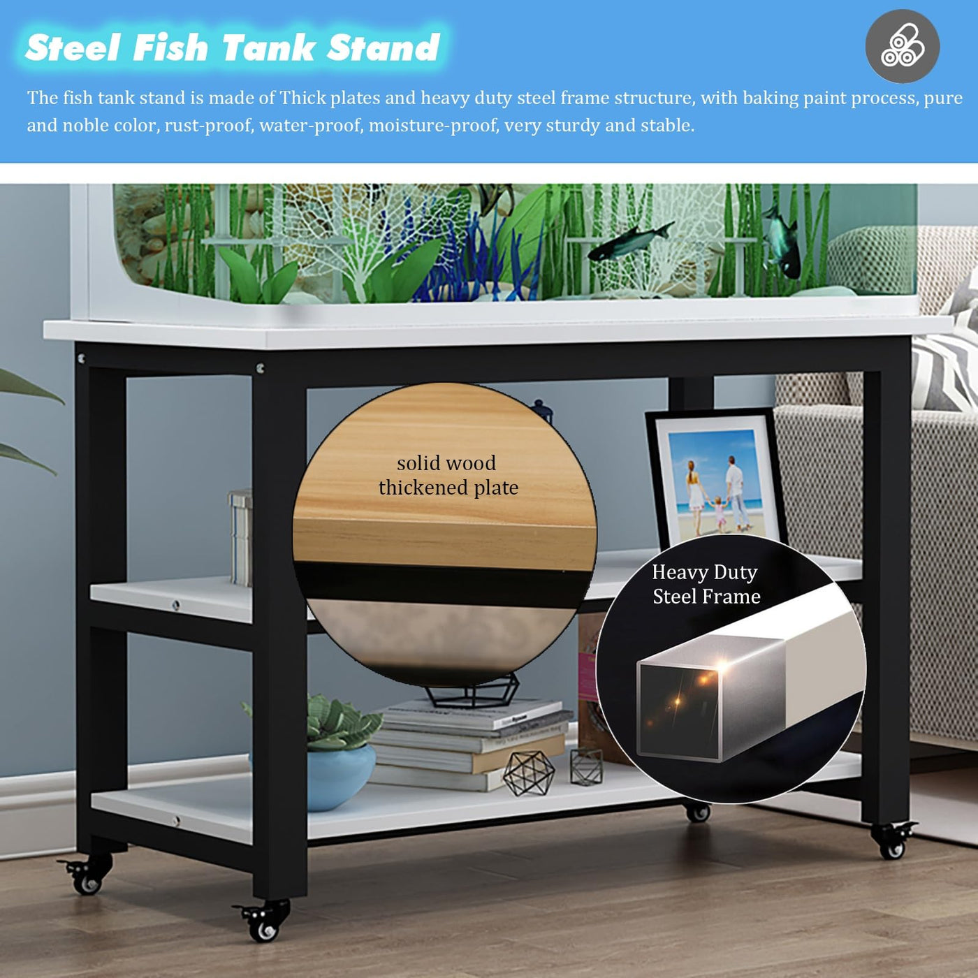 Heavy-Duty Rolling Aquarium & Reptile Tank Stand