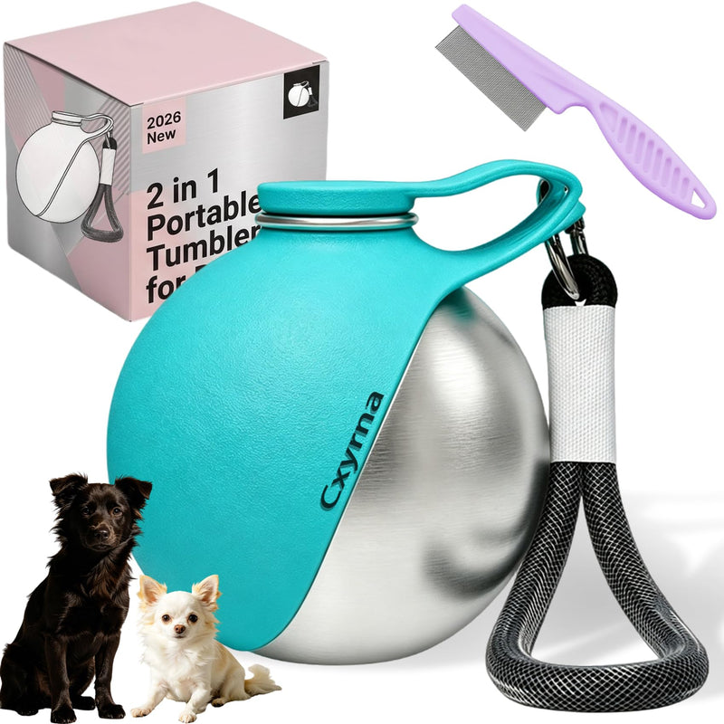 2-in-1 Stainless Steel Dog Water Bottle with Bowl