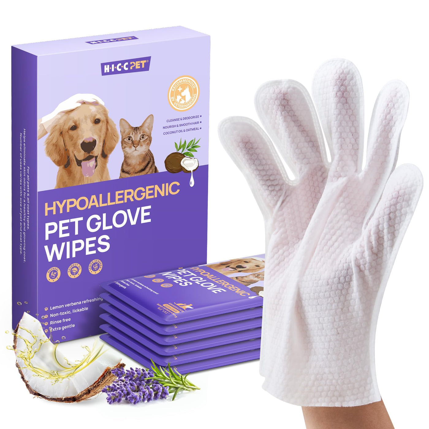 Deodorizing Grooming Glove Wipes for Dogs & Cats