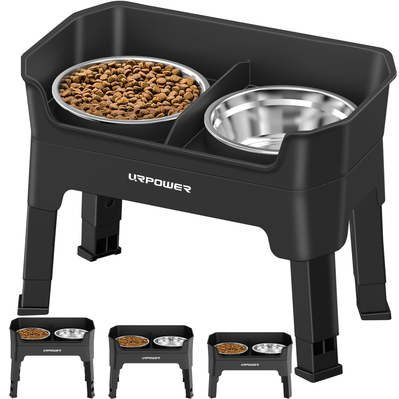 3-in-1 Adjustable Elevated Dog Bowl Stand with Lick Plate